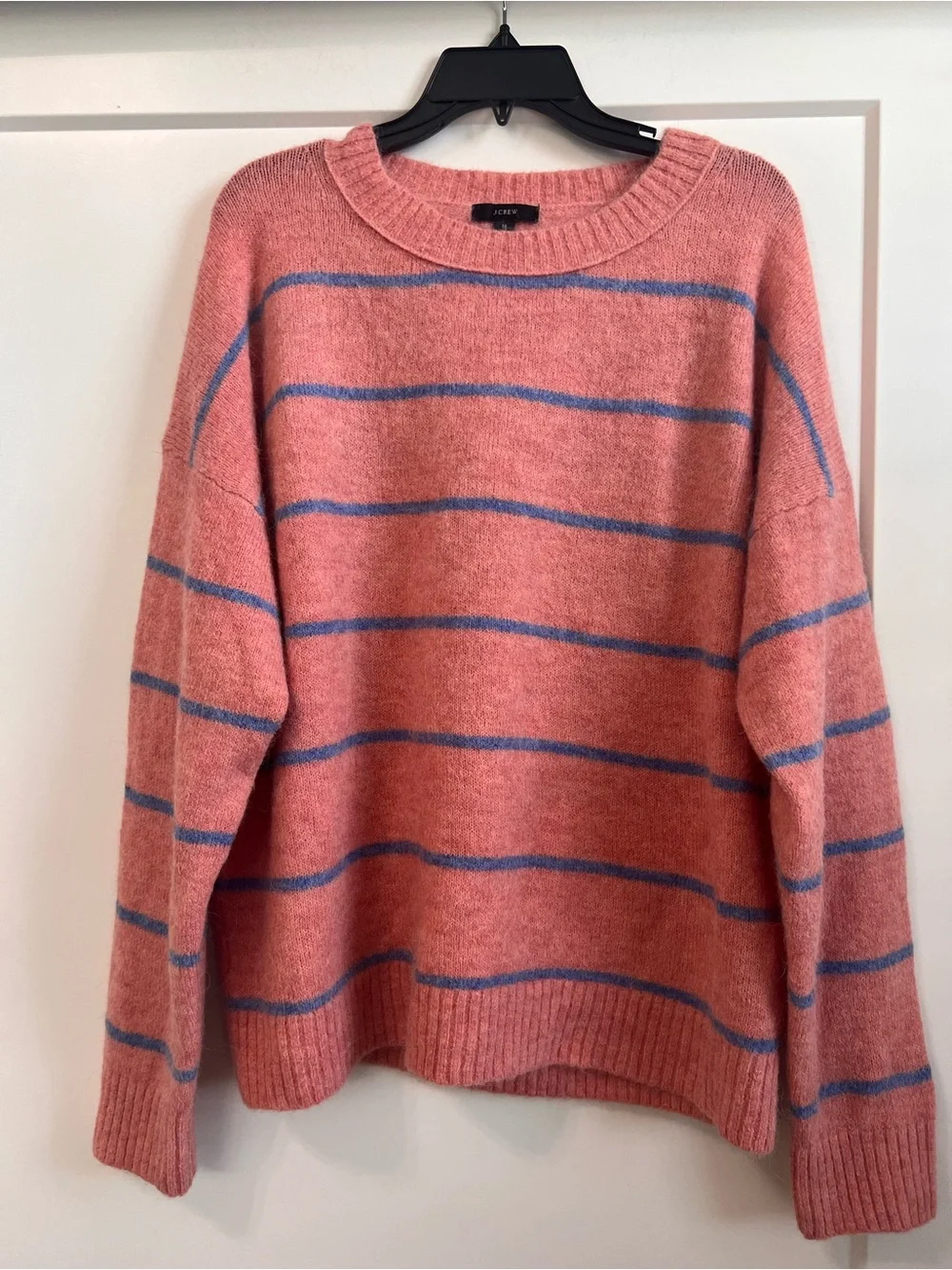 J.Crew Alpaca Merino Wool Striped Crewneck Sweater Pink Blue M